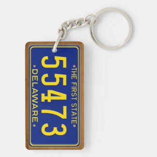 Delaware 1969 Vintage License Plate Keychain Rectangular Acrylic Keychains