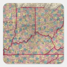 Delaware, Illinois, Indiana, and Iowa Square Stickers