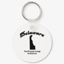 Delaware Motto - Youll need a map to find us keychains by Shirtuosity Delaware Motto - Youll need a map to find us keychains