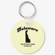 Delaware Motto - Youll need a map to find us keychains by Shirtuosity Delaware Motto - Youll need a map to find us keychains