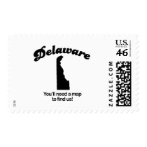 Delaware Motto - Youll need a map to find us Stamps