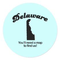 Delaware Motto - Youll need a map to find us stickers by Shirtuosity Delaware Motto - Youll need a map to find us stickers