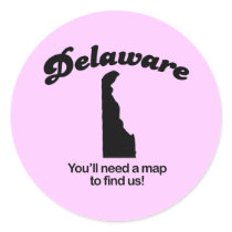 Delaware Motto - Youll need a map to find us stickers by Shirtuosity Delaware Motto - Youll need a map to find us stickers
