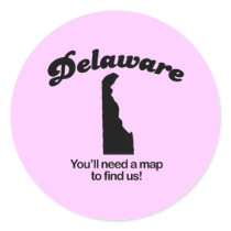 Delaware Motto - Youll need a map to find us stickers by Shirtuosity Delaware Motto - Youll need a map to find us stickers