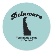 Delaware Motto - Youll need a map to find us stickers by Shirtuosity Delaware Motto - Youll need a map to find us stickers