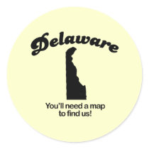 Delaware Motto - Youll need a map to find us stickers by Shirtuosity Delaware Motto - Youll need a map to find us stickers