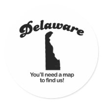 Delaware Motto - Youll need a map to find us stickers by Shirtuosity Delaware Motto - Youll need a map to find us stickers