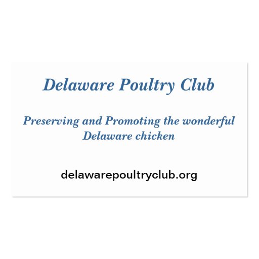 Delaware Poultry Club recruitment cards Business Card Templates (front side)