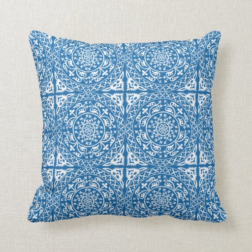 Delft Blue and White Circles Pattern Pillow Zazzle