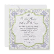 Delft Blue Iris Quatrefoil - Bridal Shower Invite
