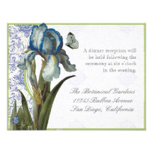 Delft Blue Iris Quatrefoil - Reception Invitation