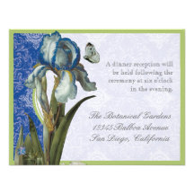 Delft Blue Iris Quatrefoil - Reception Invitation