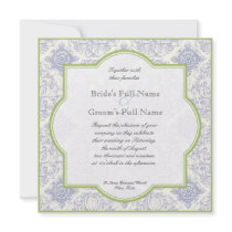 Delft Blue Iris Quatrefoil - Wedding Invitation