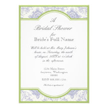 Delft Blue Toile Quatrefoil - Bridal Shower Invite