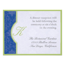 Delft Blue Toile Quatrefoil - Reception Invitation