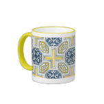 Delft Blue Yellow Pattern Art Coffee Mug