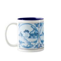 Delft Tile Inspired Windmill Coffee Mug by AngelCityArt Delft Tile Inspired Windmill Coffee Mug
