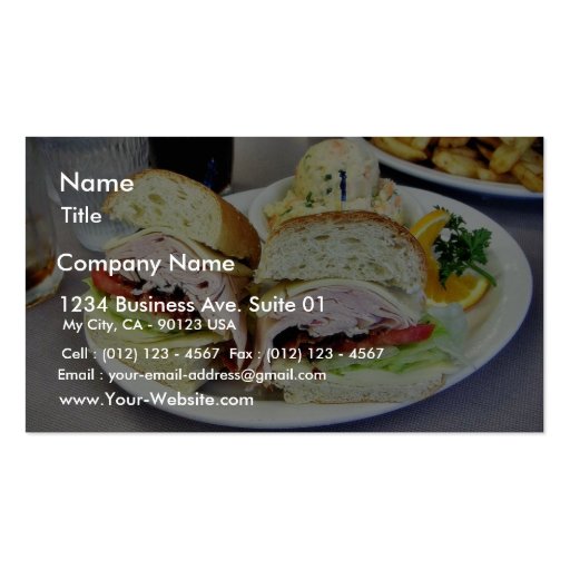Deli Sandwiches Business Card Templates (front side)