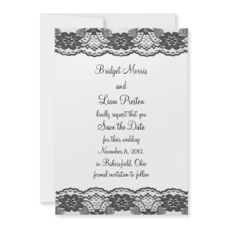 Delicate and Lacy Save the Date (white) zazzle_invitation