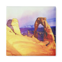 "Delicate Arch" Desert Scene Watercolor Fridge Magnet