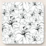 Delicate Black and White Floral Pattern Beverage Coasters