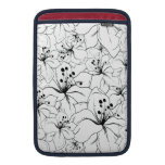 Delicate Black and White Floral Pattern Macbook Air Sleeves
