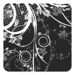 Delicate Black and White Flowers Stickers