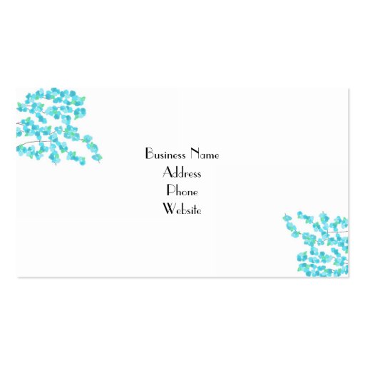 Delicate Blossoms (Aqua) Business Card Template (back side)