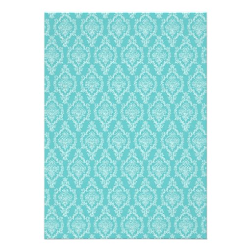 Delicate Blue Damask Wedding Shower Custom Announcement