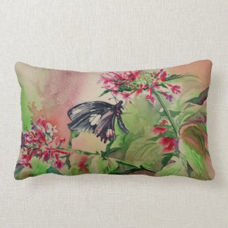 Delicate Butterfly Watercolor Fine Art Pillow