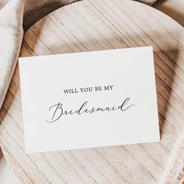 Delicate Calligraphy Bridesmaid Proposal Card Zazzle