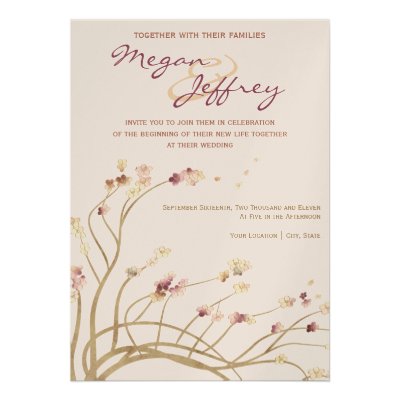 Delicate Cherry Blossom Wedding Invitation