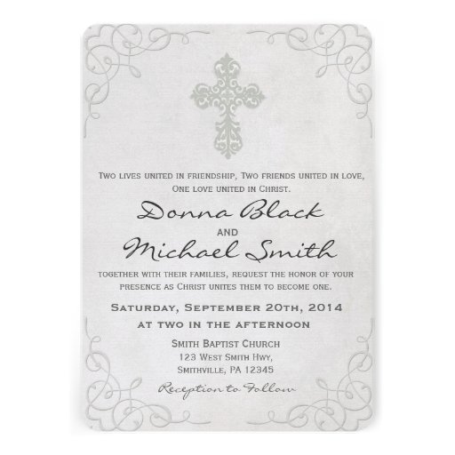 Delicate Cross Religious Wedding Invitations