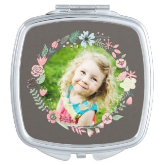 Delicate Custom Photo Floral Frame Mirror For Makeup