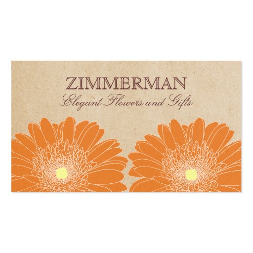 Delicate Daisies Business Card, Orange Flowers (front side)