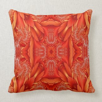 Delicate Feather Fractal - red orange Pillow