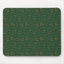 Delicate Gold Vines over Deep Green Mousepad