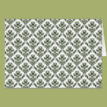 Delicate Green Damask Greeting Cards