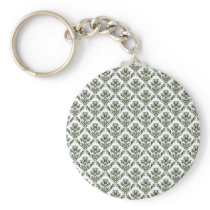 Delicate Green Damask Keychain