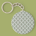 Delicate Green Damask Keychain