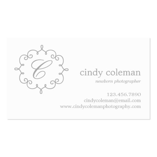 Delicate Initial Business Cards with Logo (back side)