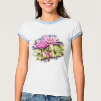Delicate painted water lily (Lotus) t-shirt shirt