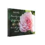 Delicate Pink Rose with Saying Stretched Canvas Prints