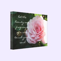Delicate Pink Rose with Saying canvas prints