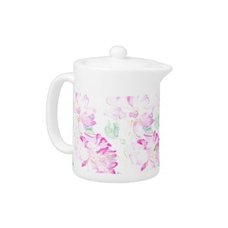 Delicate Pink Roses Tea Pot