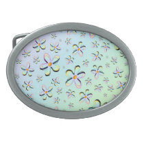 Delicate Spring Flowers Oval Belt Buckle
