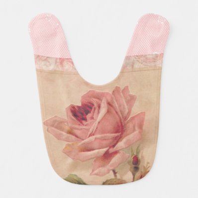 Delicate Victorian Pink Rose Baby Bibs