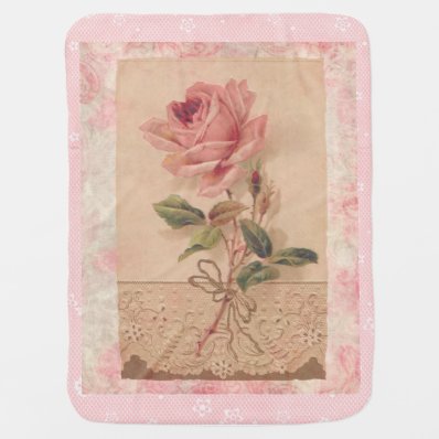 Delicate Victorian Pink Rose Swaddle Blanket