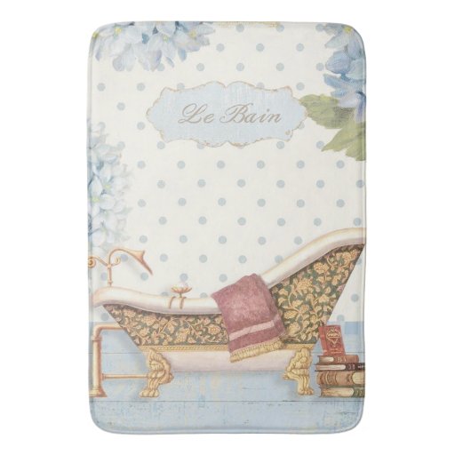 Delicate Vintage French Le Bain Bathroom Decor Bath Mats