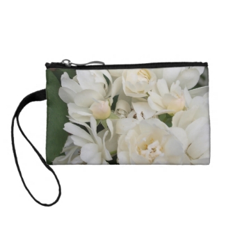 Delicate White Roses Key Coin Clutch